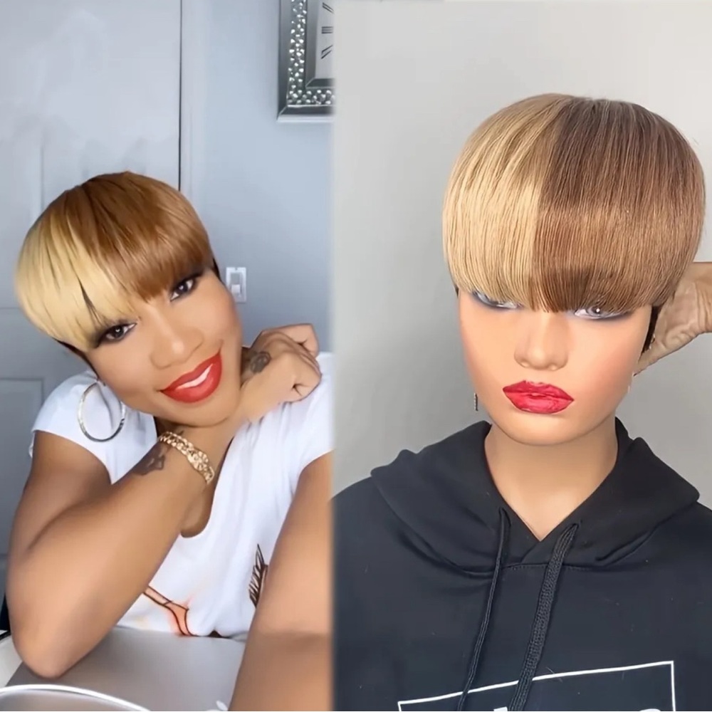 1B/27/33 Mixed Color Pixie Cut Human Hair Wig